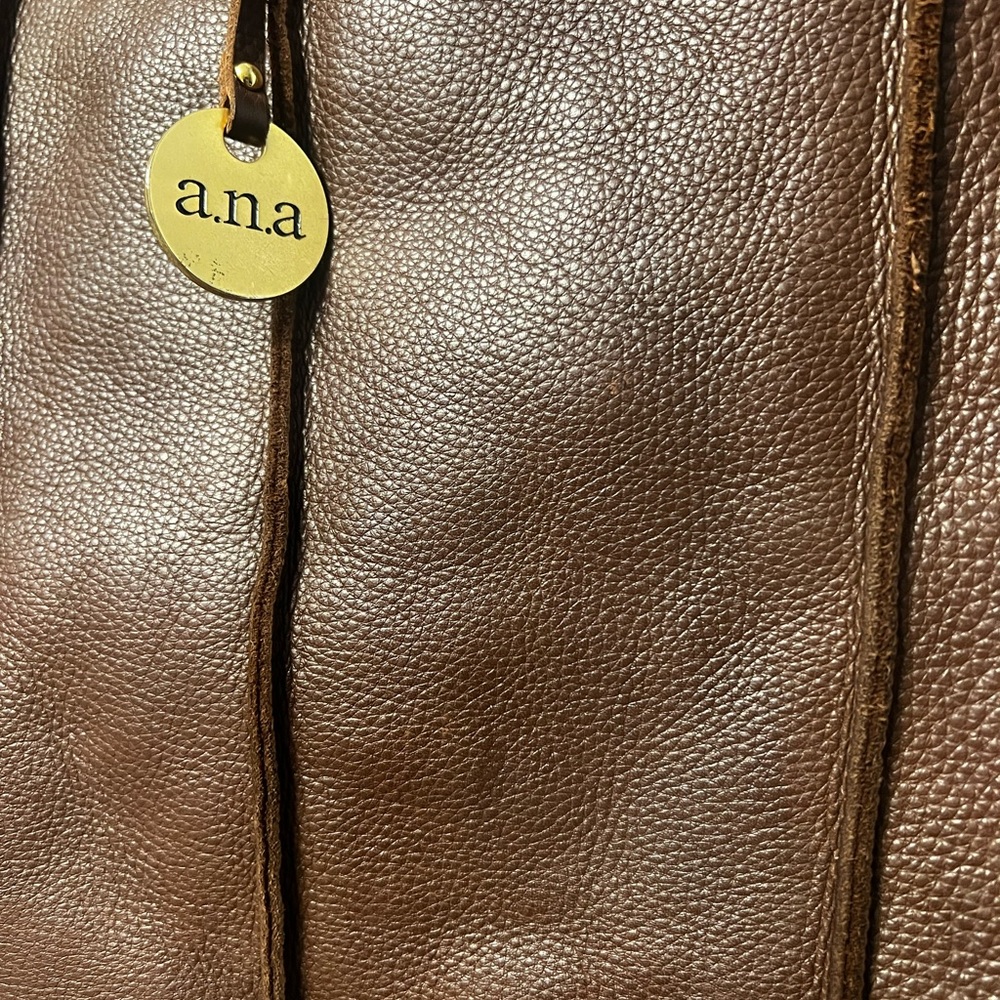 A.N.A. Boho Women’s Leather Bag Purse Brown Marked Shoulder Straps Side Buckles - Picture 13 of 14